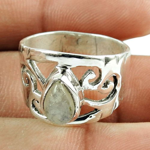 Designer Rainbow Moonstone Sterling Silver Ring 925 Sterling Silver Indian Jewellery