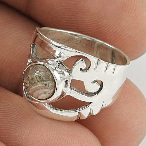 Stylish Rhodochrosite Gemstone Sterling Silver Ring 925 Sterling Silver Jewellery