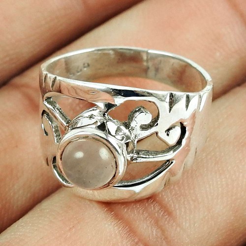 Good-Looking Rose Quartz Gemstone Sterling Silver Ring 925 Sterling Silver Antique Jewellery