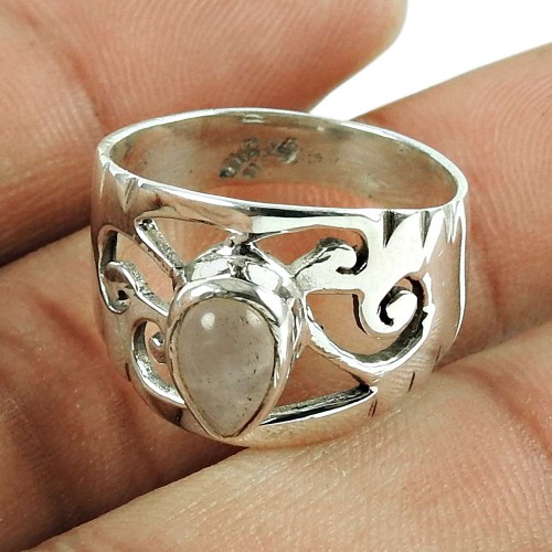 Seemly Rose Quartz Gemstone Sterling Silver Ring 925 Silver Jewellery