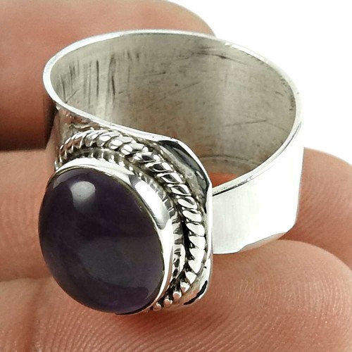 Lustrous Amethyst Gemstone 925 Sterling Silver Fashion Ring Jewellery Grossiste