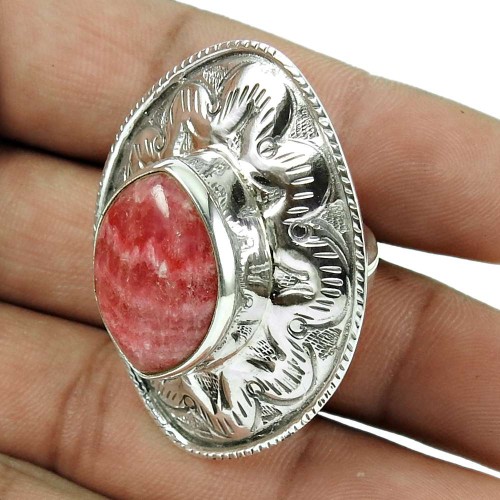Rhodochrosite Gemstone Artisan Ring 925 Sterling Silver Jewellery