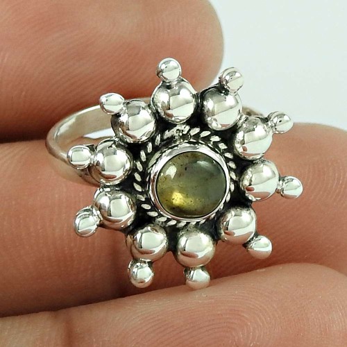 Precious Style!! 925 Silver Labradorite Ring