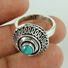 Two Tones Royal Dark! 925 Silver Turquoise Ring