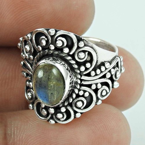 New Style! 925 Silver Labradorite Ring