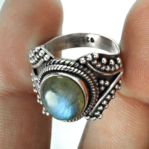 Beauty in Queen!! Labradorite 925 Sterling Silver Ring Wholesale Price