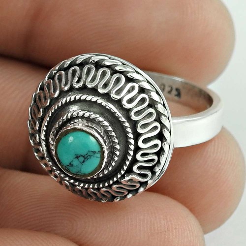 Delicate Light!! 925 Silver Turquoise Ring