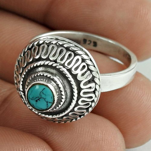Stylish Design! 925 Silver Turquoise Ring