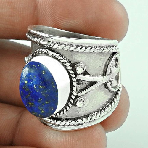 Hot Lapis Gemstone 925 Sterling Silver Ring Supplier