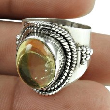 Beautiful 925 Sterling Silver Lemon Quartz Gemstone Ring Jewellery