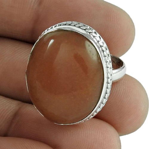 Designer 925 Sterling Silver Aventurine Gemstone Ring Traditional Jewellery