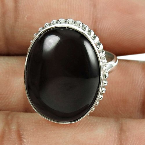 Sightly 925 Sterling Silver Black Onyx Gemstone Ring Vintage Jewellery