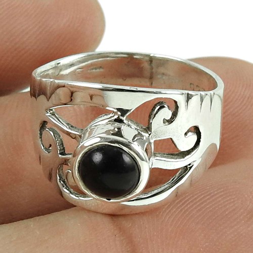 Pleasing Black Onyx Gemstone 925 Sterling Silver Ring Jewellery