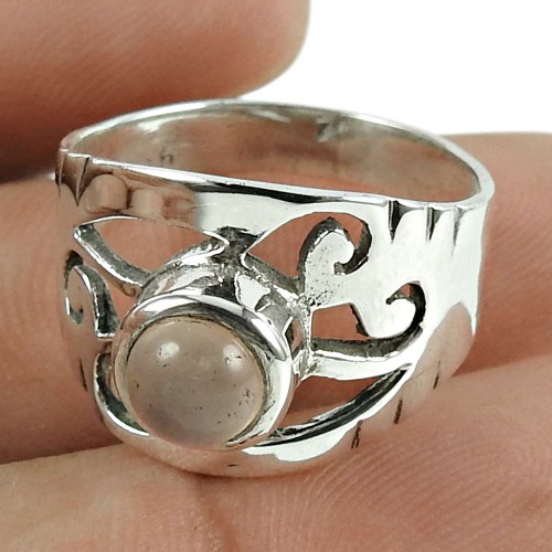 Beautiful Rose Quartz Gemstone 925 Sterling Silver Ring Jewellery