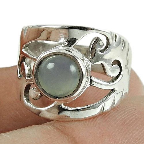 Stunning Chalcedony Gemstone 925 Sterling Silver Ring Jewellery