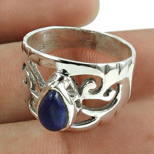 Good-Looking Lapis Gemstone 925 Sterling Silver Antique Ring Jewellery
