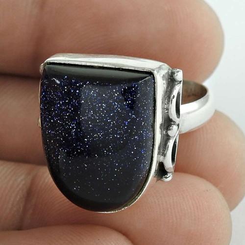 925 Silver Jewellery Designer Blue Sunstone Ring