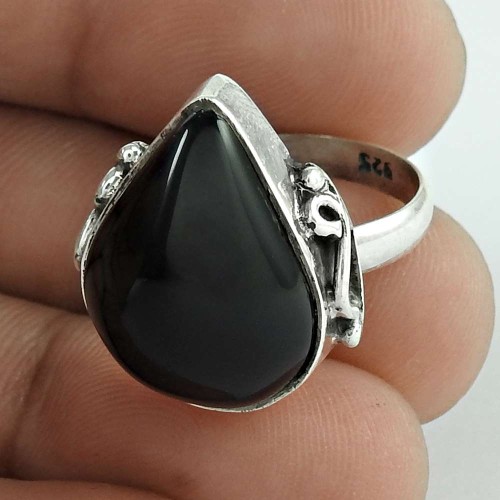 925 Sterling Silver Antique Jewellery Rare Black Onyx Gemstone Ring