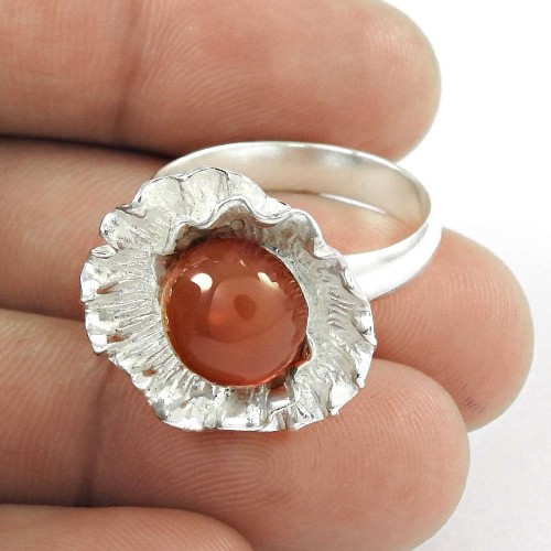 New Exclusive Style!! 925 Sterling Silver Carnelian Ring