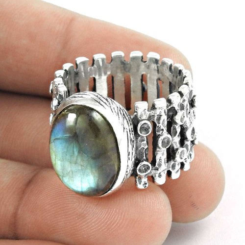 Blue Shine!! 925 Sterling Silver Labradorite Ring