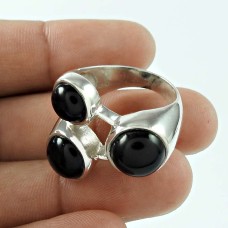 Beautiful Black Onyx Gemstone 925 Sterling Silver Ring Jewellery