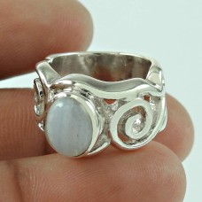 925 Sterling Silver Antique Jewellery Fashion Blue Lace Agate Gemstone Ring