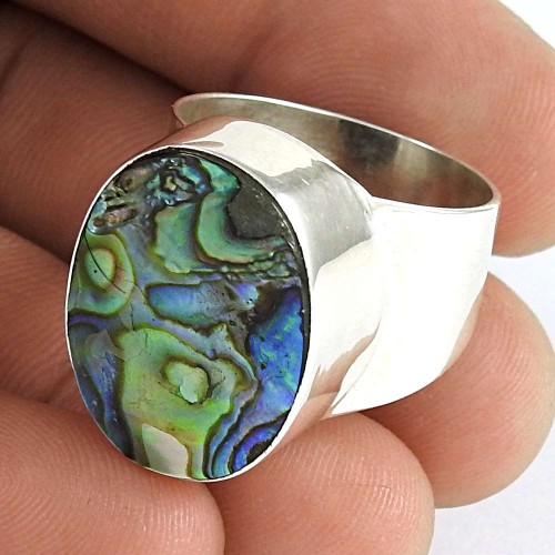 Great Creation Abalone Shell Gemstone 925 Sterling Silver Ring