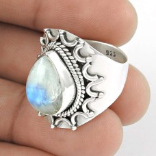 Indian Sterling Silver Jewellery Ethnic Rainbow Moonstone Ring Fournisseur