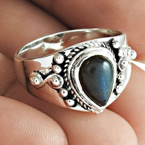 Pretty 925 Sterling Silver Labradorite Gemstone Ring Jewelry Mayorista