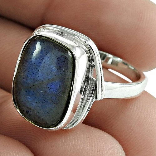 Labradorite Gemstone Ring 925 Sterling Silver Wedding Gift Jewelry Exporter India