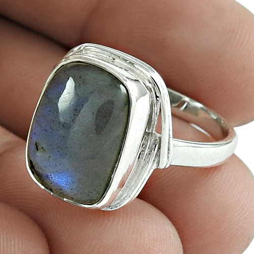 Labradorite Gemstone Ring 925 Sterling Silver Stylish Jewelry Al por mayor