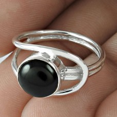 Black Onyx Gemstone Ethnic Ring 925 Sterling Silver Handmade Jewelry