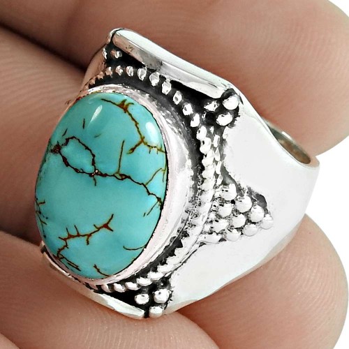Lovely 925 Sterling Silver Turquoise Gemstone Ring Vintage Jewelry