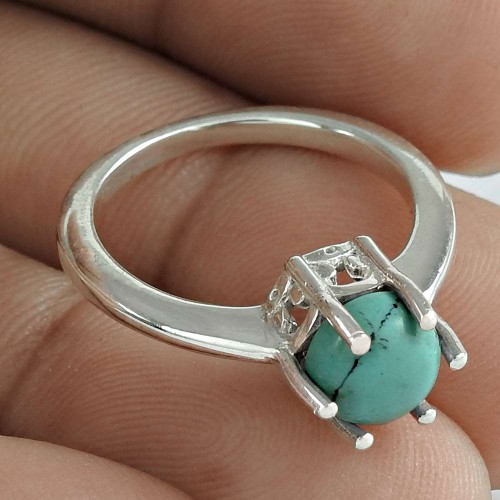 Fashion Turquoise Gemstone 925 Sterling Silver Ring Antique Jewelry