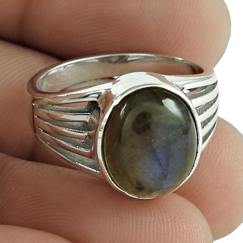 Big Awesome 925 Sterling Silver Labradorite Gemstone Ring