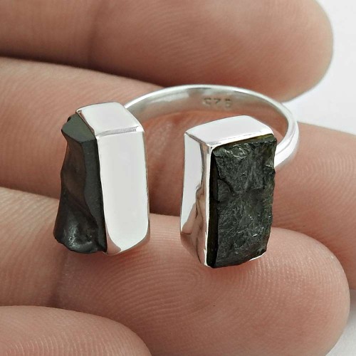 Well-Favoured 925 Sterling Silver Lava Gemstone Open Ring Size 5.5 Handmade Jewelry D47