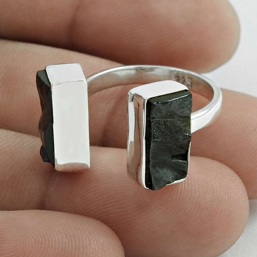 Classic 925 Sterling Silver Lava Gemstone Open Ring Size 6.5 Handmade Jewelry D49
