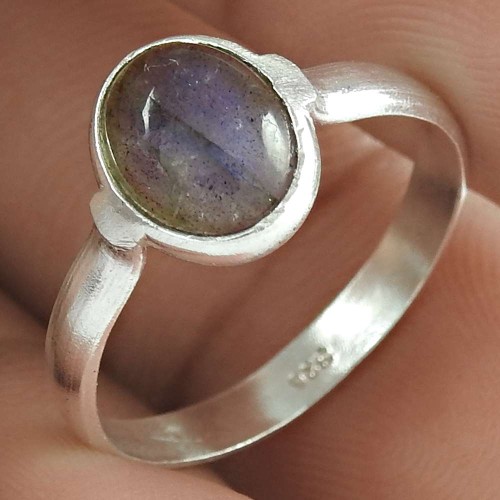 Good Fortune Labradorite Gemstone Ring 925 Sterling Silver Traditional Jewelry
