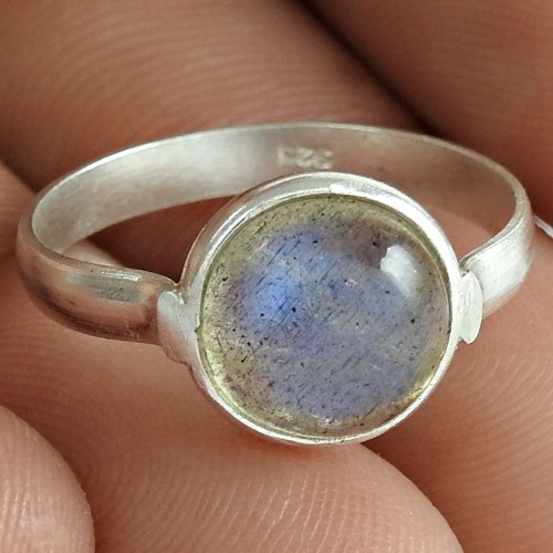 Classic Labradorite Gemstone 925 Sterling Silver Ring Jewelry