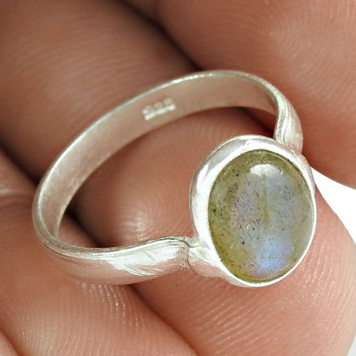 Beautiful 925 Sterling Silver Labradorite Gemstone Ring Fashion Jewelry