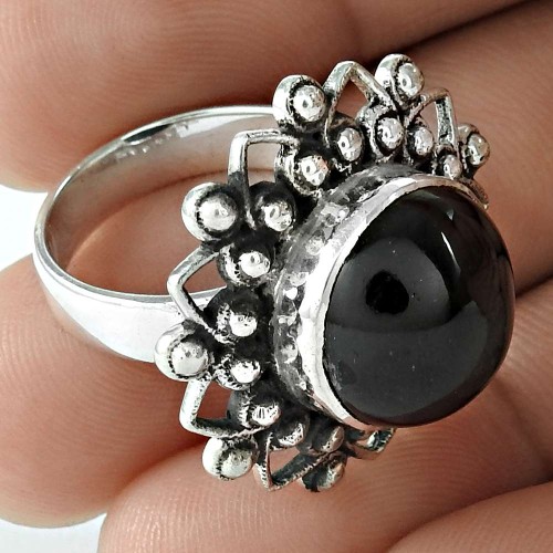 Scrumptious 925 Sterling Silver Black Star Gemstone Ring Jewelry