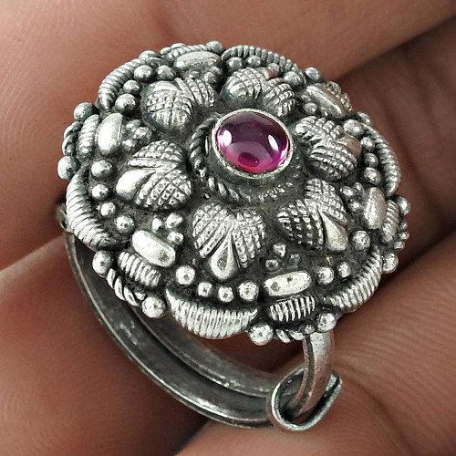 Daily Wear 925 Sterling Silver Ruby Gemstone Ring Turkish Jewelry