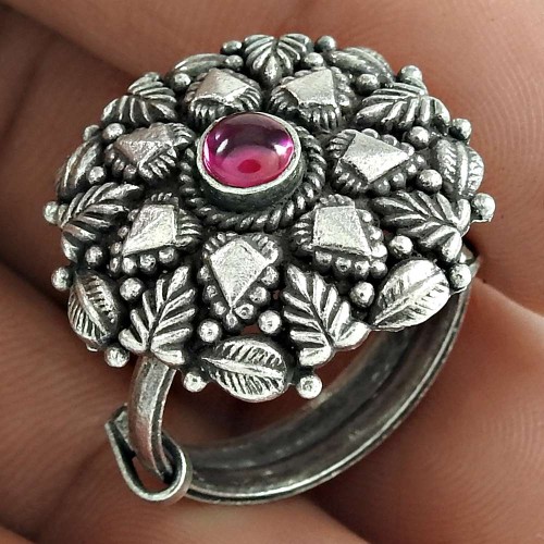 Woman Fashion 925 Sterling Silver Ruby Gemstone Ring Antique Jewelry