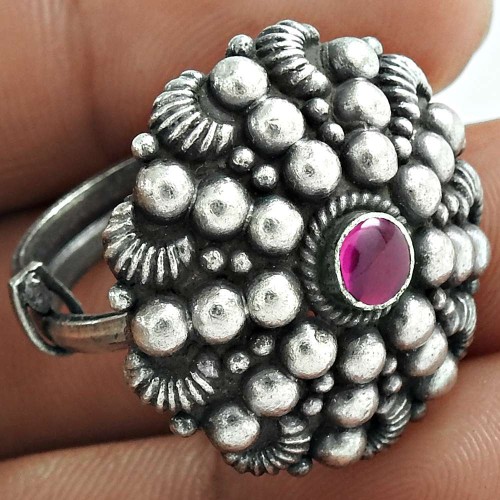 Graceful 925 Sterling Silver Ruby Gemstone Ring Ethnic Jewelry