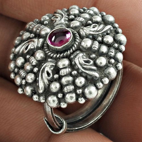 Scrumptious 925 Sterling Silver Ruby Gemstone Ring Antique Jewelry Exporter