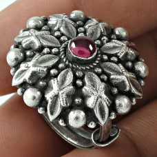 Oxidized 925 Sterling Silver Ruby Gemstone Ring Traditional Jewelry Supplier