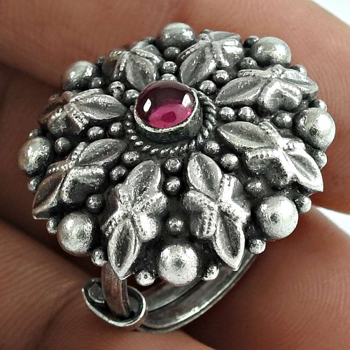 Beautiful 925 Sterling Silver Ruby Gemstone Ring Oxidized Jewelry