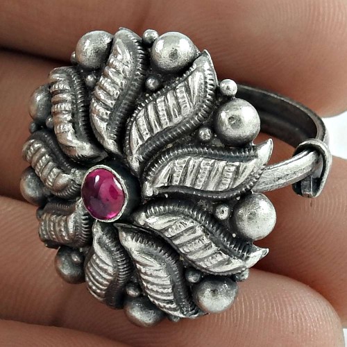 Woman Fashion Ring 925 Sterling Silver Ruby Gemstone Antique Jewelry