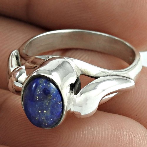 Fashion 925 Sterling Silver Lapis Gemstone Ring Antique Jewellery