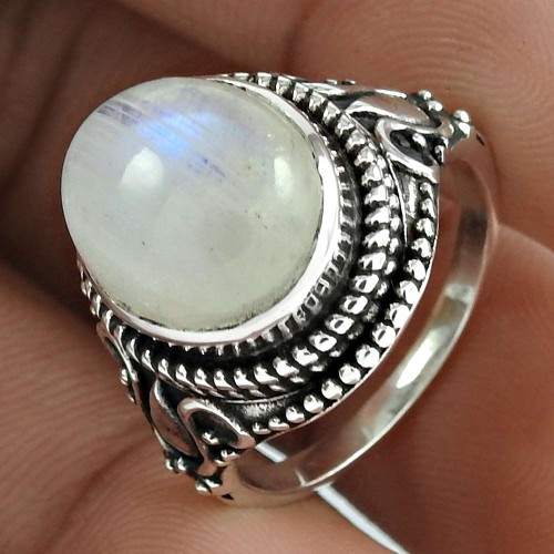 Rattling 925 Sterling Silver Rainbow Moonstone Ring Jewellery